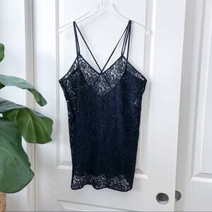 Private Luxuries Black Lace Slip Lingerie Strappy L